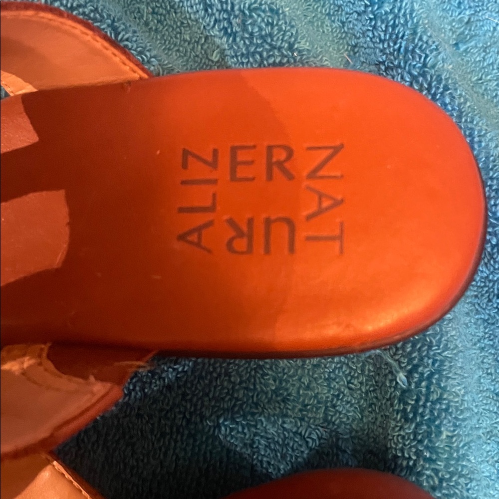 Naturalizer Women's cognac colored wedge slip on. Like new. 2 1/2 inch wedge. - Picture 3 of 5